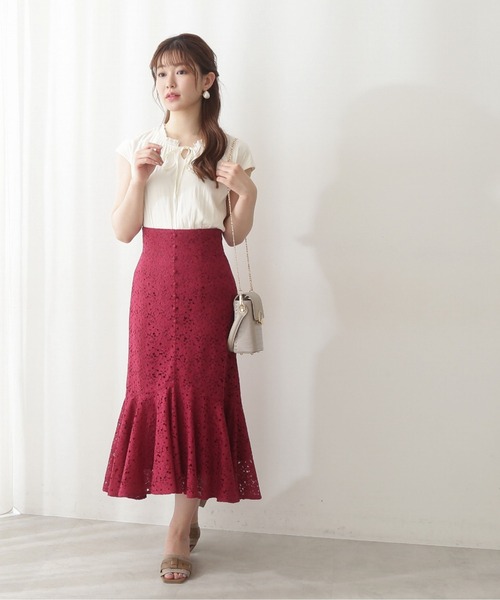 PROPORTION BODY DRESSING(プロポーションボディドレッシング)の「<E>マーメイドレーススカート / 1212227600(スカート・レディース・ブラウン/ピンク/ベージュ・MEDIUM/X-SMALL/SMALL)」の7枚目の写真