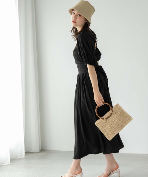 Edit Sheen(エディットシーン)の「バンブーハンドルペーパーかごバッグ(かごバッグ・レディース・ブラック/ベージュ・FREE)」の9枚目の写真