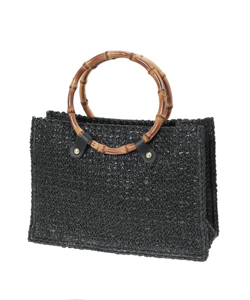 Edit Sheen(エディットシーン)の「バンブーハンドルペーパーかごバッグ(かごバッグ・レディース・ブラック/ベージュ・FREE)」の18枚目の写真