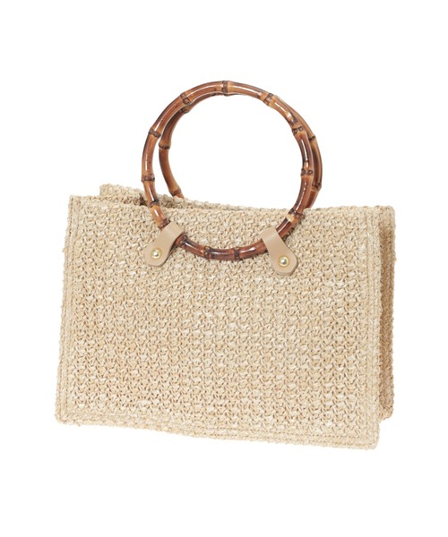 Edit Sheen(エディットシーン)の「バンブーハンドルペーパーかごバッグ(かごバッグ・レディース・ブラック/ベージュ・FREE)」の21枚目の写真