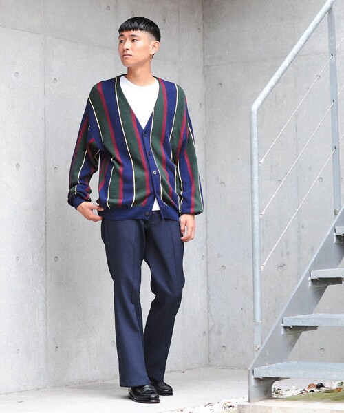 BEAMS(ビームス)の「BEAMS / 9ゲージ マルチストライプ ニットカーディガン(カーディガン/ボレロ・メンズ・ネイビー/サックスブルー・S/M/L/XL)」の7枚目の写真