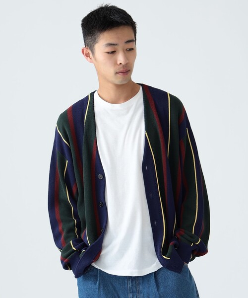 BEAMS(ビームス)の「BEAMS / 9ゲージ マルチストライプ ニットカーディガン(カーディガン/ボレロ・メンズ・ネイビー/サックスブルー・S/M/L/XL)」の16枚目の写真