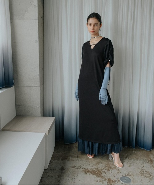 sahara（サハラ）の「ギャザースリーブドレス/Gather Sleeve Dress（ワンピース・レディース・ホワイト/ブルー/ブラック・FREE）」の10枚目の写真