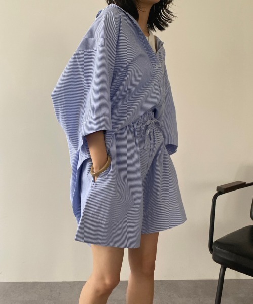 HANNE（アン）の「シャツセットアップ（セットアップ・レディース・カーキ/グリーン/ブルー/ブラック・フリー）」の5枚目の写真