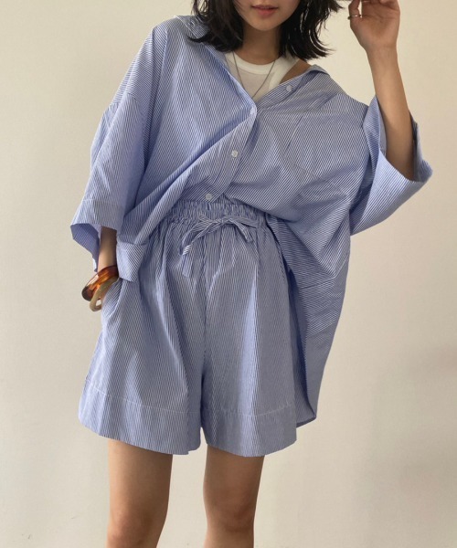 HANNE（アン）の「シャツセットアップ（セットアップ・レディース・カーキ/グリーン/ブルー/ブラック・フリー）」の8枚目の写真