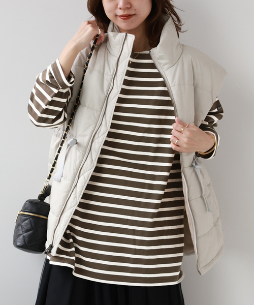 LEMINOR（ルミノール）の「《追加》別注【Leminor/ルミノア】*RELUME Loose border Tee：ボーダーTEE（Tシャツ/カットソー・レディース・ブラック/マスタード/ブラック系その他/ブラウン系その他・FREE）」の3枚目の写真