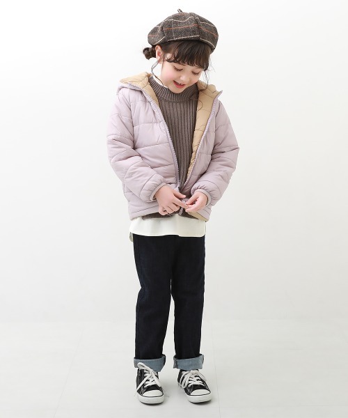 devirock（デビロック）の「ファイバーダウン リバーシブルジャケット（ダウンジャケット/コート・キッズ・ブラック/カーキ/ライトブラウン/ブルー系その他/パープル系その他/ダークブルー/オレンジ系1/グリーン系3/パープル系4・110cm/100cm/120cm/130cm/140cm/150cm/160cm）」の12枚目の写真