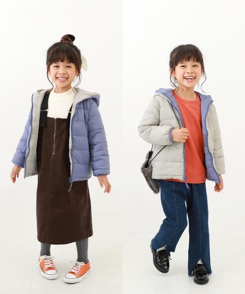 devirock（デビロック）の「ファイバーダウン リバーシブルジャケット（ダウンジャケット/コート・キッズ・ブラック/カーキ/ライトブラウン/ブルー系その他/パープル系その他/ダークブルー/オレンジ系1/グリーン系3/パープル系4・110cm/100cm/120cm/130cm/140cm/150cm/160cm）」の18枚目の写真