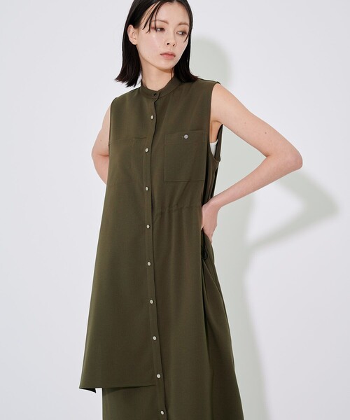 CITY TOKYO(シティトウキョウ)の「ロングフラップノースリシャツワンピ(ワンピース・レディース・ベージュ/カーキ・1/2)」の9枚目の写真