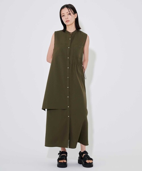 CITY TOKYO(シティトウキョウ)の「ロングフラップノースリシャツワンピ(ワンピース・レディース・ベージュ/カーキ・1/2)」の16枚目の写真