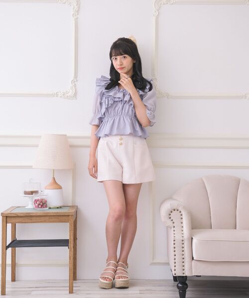 ems excite（エムズエキサイト）の「ドッキングフリルBL（シャツ/ブラウス・レディース・ホワイト/ブラック/ブルー・FREE）」の11枚目の写真