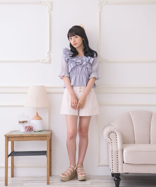 ems excite（エムズエキサイト）の「ドッキングフリルBL（シャツ/ブラウス・レディース・ホワイト/ブラック/ブルー・FREE）」の12枚目の写真