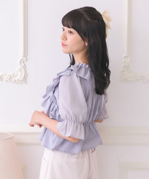 ems excite（エムズエキサイト）の「ドッキングフリルBL（シャツ/ブラウス・レディース・ホワイト/ブラック/ブルー・FREE）」の16枚目の写真