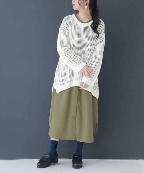 osharewalker(オシャレウォーカー)の「【廃盤】『前後2wayシャツワンピース』(シャツワンピース・レディース・ワイン/オフホワイト/ブラック/カーキ・1/2)」の3枚目の写真