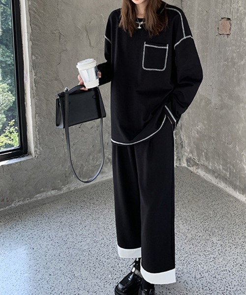 meJane（ミージェーン）の「アウトリンキングオーバーシルエットロングＴ（Tシャツ/カットソー・レディース・ブラック・FREE）」の6枚目の写真