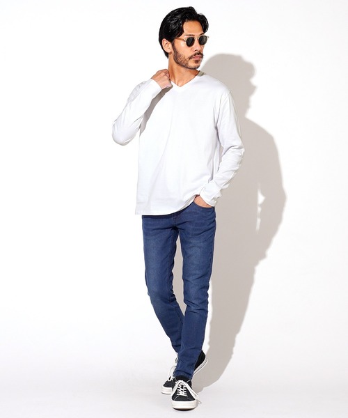 jiggys shop(ジギーズショップ)の「コットンVネック無地ロンT 長袖Tシャツ(Tシャツ/カットソー・メンズ・ミックスグレー/ホワイト/ネイビー/ブラック/グレー・SMALL/LARGE/X-LARGE/MEDIUM)」の13枚目の写真