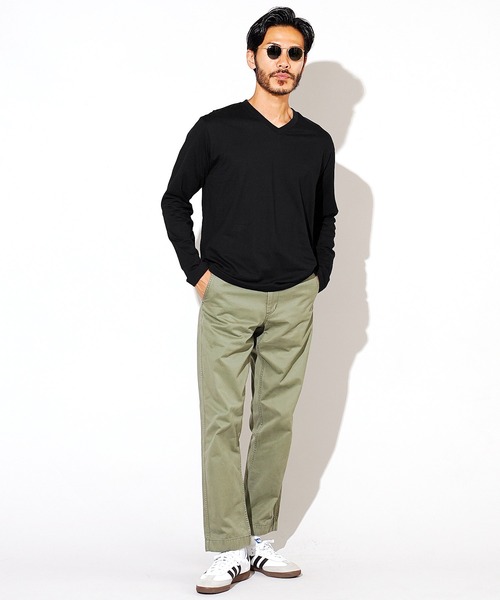 jiggys shop(ジギーズショップ)の「コットンVネック無地ロンT 長袖Tシャツ(Tシャツ/カットソー・メンズ・ミックスグレー/ホワイト/ネイビー/ブラック/グレー・SMALL/LARGE/X-LARGE/MEDIUM)」の15枚目の写真