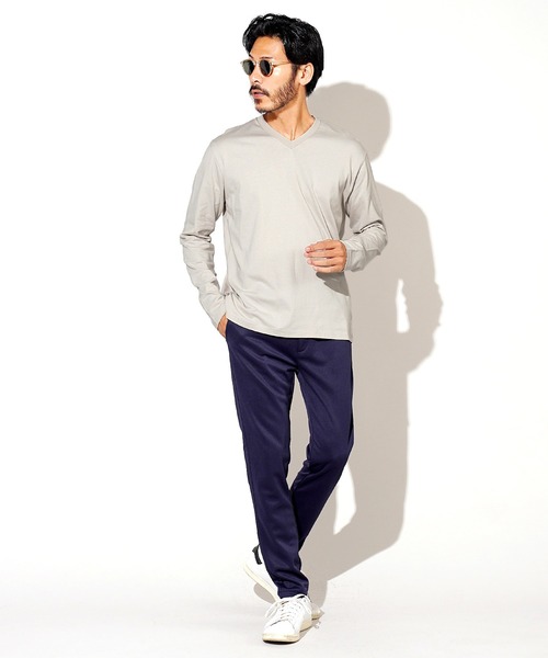 jiggys shop(ジギーズショップ)の「コットンVネック無地ロンT 長袖Tシャツ(Tシャツ/カットソー・メンズ・ミックスグレー/ホワイト/ネイビー/ブラック/グレー・SMALL/LARGE/X-LARGE/MEDIUM)」の17枚目の写真