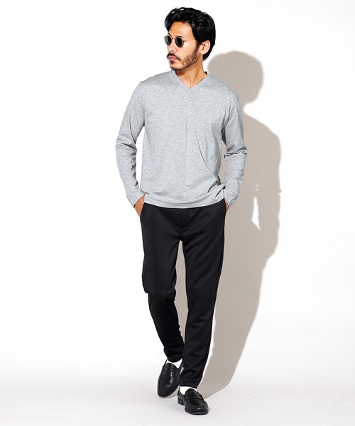 jiggys shop(ジギーズショップ)の「コットンVネック無地ロンT 長袖Tシャツ(Tシャツ/カットソー・メンズ・ミックスグレー/ホワイト/ネイビー/ブラック/グレー・SMALL/LARGE/X-LARGE/MEDIUM)」の20枚目の写真