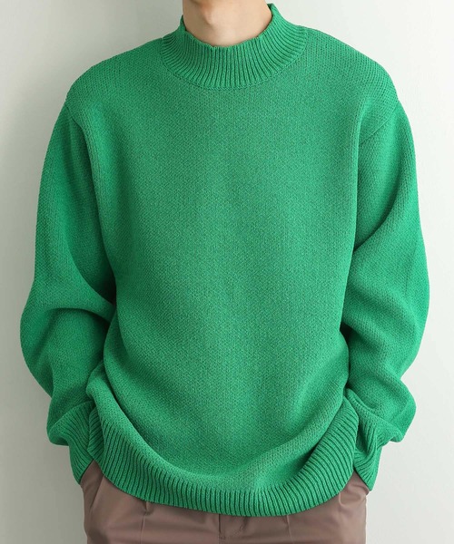 SENSE OF PLACE by URBAN RESEARCH（センスオブプレイスバイアーバンリサーチ）の「『イージーケア』モックネックモールセーター（ニット/セーター・メンズ・ベージュ/アイボリー/グリーン/ブラック・MEDIUM/LARGE）」の12枚目の写真