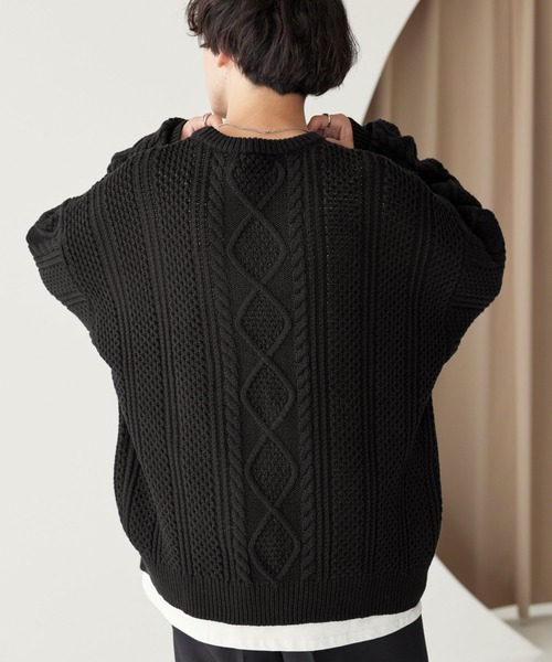 AURALEE FRENCH MERINO ARAN KNIT VEST(z-B0144RKV231_005999-1 AURALEE FRENCH MERINO ARAN KNIT VEST(z-B0144RKV231_005999-1
