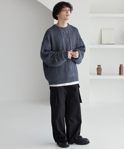 Ｎｏ．880 ワントーンケーブル編みコーデ コーデ売り まとめ売り 異素材で作る、ワントーンコーデ / Iku / VIS ｜J'aDoRe JUN ONLINE