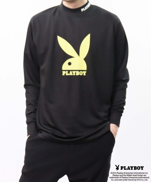 PLAYBOY（プレイボーイ）の「PLAYBOY鹿の子モックネック長袖（Tシャツ/カットソー・メンズ・ブラック/ホワイト/チャコール・M/L/XL）」の4枚目の写真