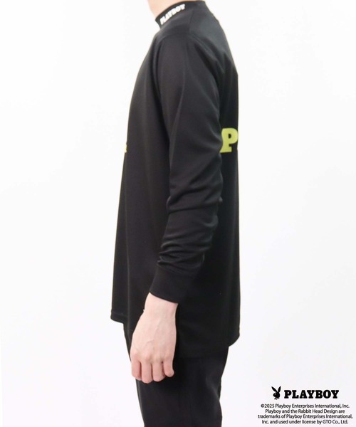 PLAYBOY（プレイボーイ）の「PLAYBOY鹿の子モックネック長袖（Tシャツ/カットソー・メンズ・ブラック/ホワイト/チャコール・M/L/XL）」の5枚目の写真