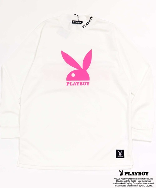PLAYBOY（プレイボーイ）の「PLAYBOY鹿の子モックネック長袖（Tシャツ/カットソー・メンズ・ブラック/ホワイト/チャコール・M/L/XL）」の7枚目の写真