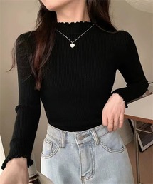 ハイネックメローリブニット