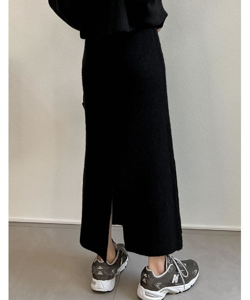 [低身長サイズ有]MIXニットバックスリットナロースカート