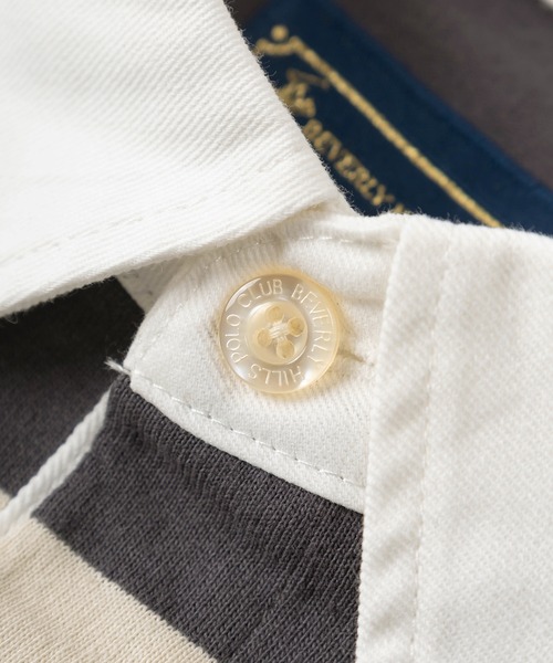 BEVERLY HILLS POLO CLUB(ビバリーヒルズポロクラブ)の「【BEVERLY HILLS POLO CLUB/ビバリーヒルズポロクラブ】ワンポイント刺繍 マルチボーダー ラガーシャツ/ ラグビーシャツ/ビッグシルエット(スウェット・レディース・オフホワイト/チャコールグレー/グリーン/ネイビー・M/L)」の7枚目の写真