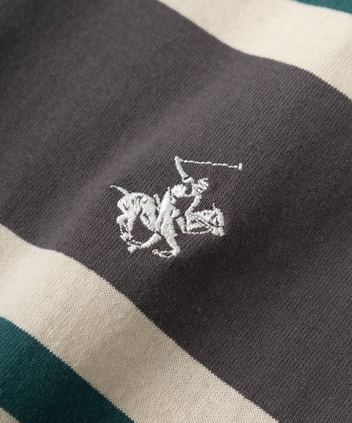 BEVERLY HILLS POLO CLUB(ビバリーヒルズポロクラブ)の「【BEVERLY HILLS POLO CLUB/ビバリーヒルズポロクラブ】ワンポイント刺繍 マルチボーダー ラガーシャツ/ ラグビーシャツ/ビッグシルエット(スウェット・レディース・オフホワイト/チャコールグレー/グリーン/ネイビー・M/L)」の11枚目の写真