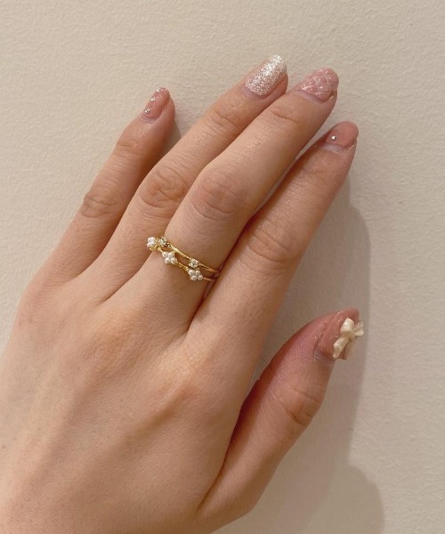 flower（フラワー）の「ツインドロップリング（リング・レディース・ゴールド・FREE）」の3枚目の写真