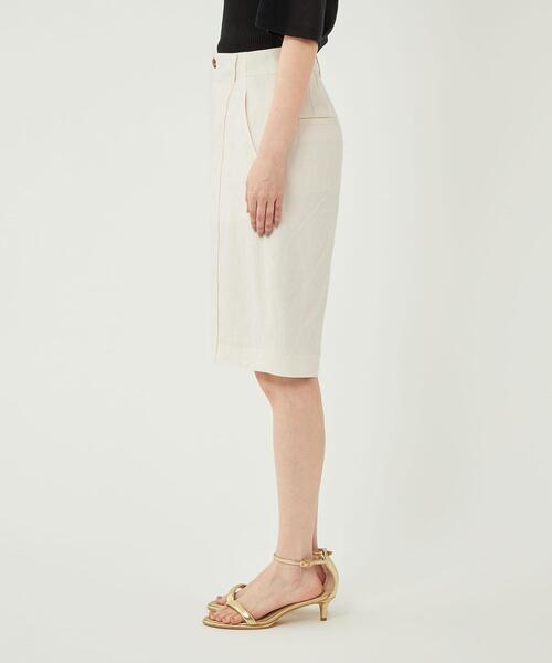 ドライレーヨンリネンハーフパンツオフホワイト-接触冷感-