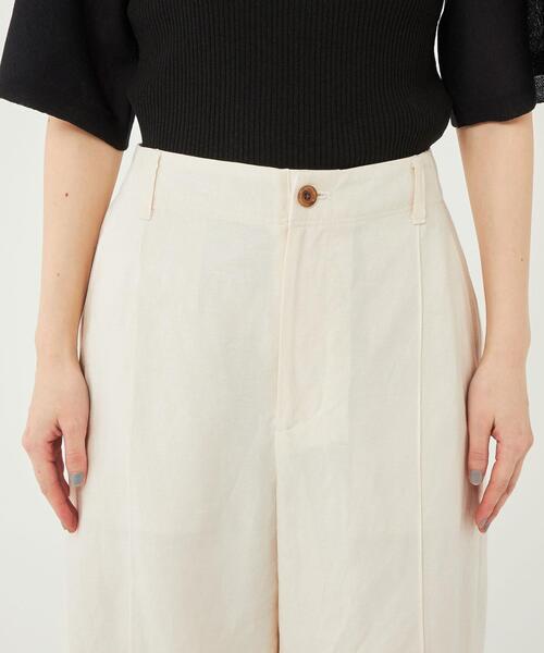 ドライレーヨンリネンハーフパンツオフホワイト-接触冷感-