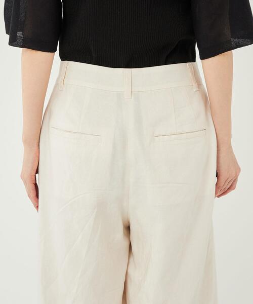 ドライレーヨンリネンハーフパンツオフホワイト-接触冷感-