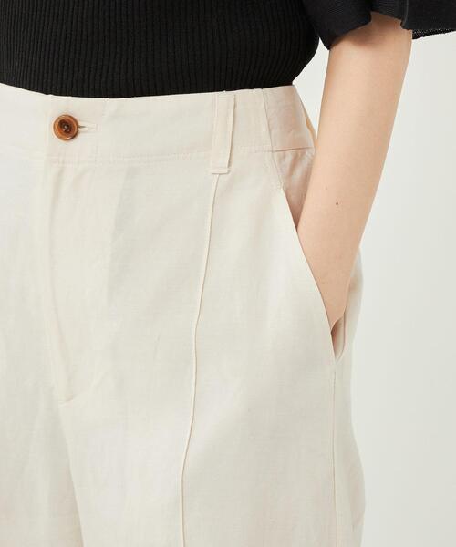 ドライレーヨンリネンハーフパンツオフホワイト-接触冷感-