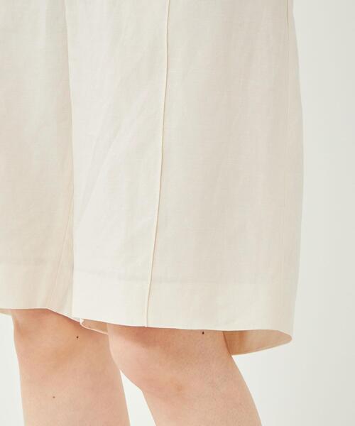 ドライレーヨンリネンハーフパンツオフホワイト-接触冷感-