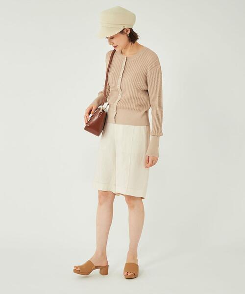 ドライレーヨンリネンハーフパンツオフホワイト-接触冷感-