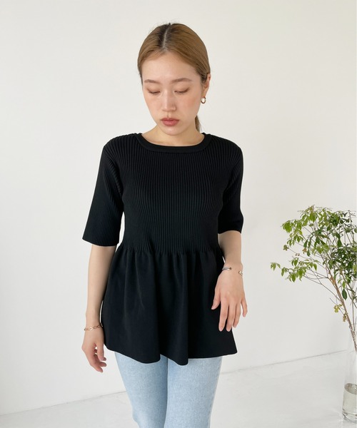 Meli rich（メリーリッチ）の「リブペプラムプルオーバー（Tシャツ/カットソー・レディース・ブラック/ホワイト/グリーン/パープル・FREE）」の21枚目の写真