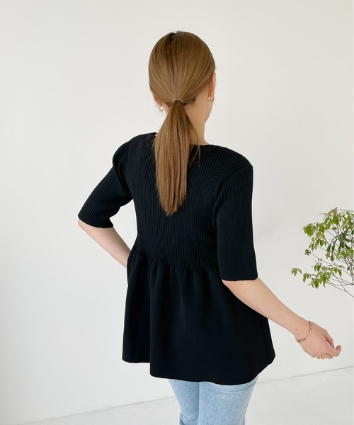 Meli rich（メリーリッチ）の「リブペプラムプルオーバー（Tシャツ/カットソー・レディース・ブラック/ホワイト/グリーン/パープル・FREE）」の19枚目の写真