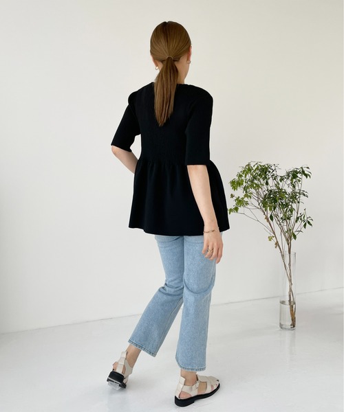 Meli rich（メリーリッチ）の「リブペプラムプルオーバー（Tシャツ/カットソー・レディース・ブラック/ホワイト/グリーン/パープル・FREE）」の17枚目の写真