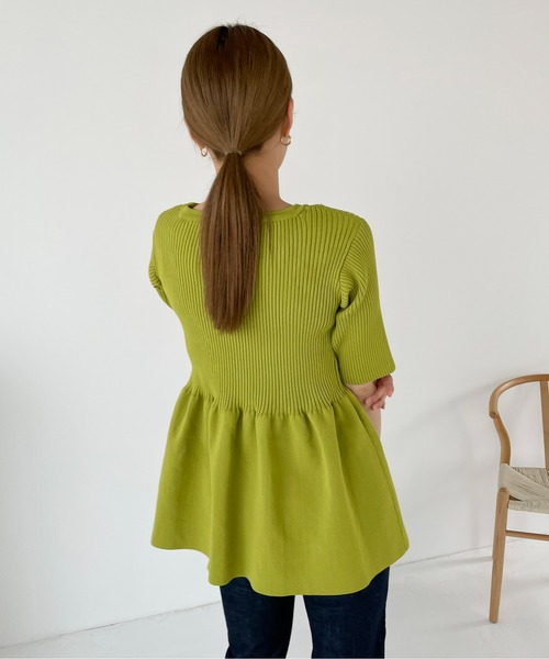 Meli rich（メリーリッチ）の「リブペプラムプルオーバー（Tシャツ/カットソー・レディース・ブラック/ホワイト/グリーン/パープル・FREE）」の15枚目の写真