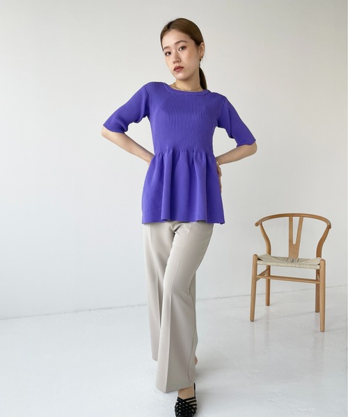 Meli rich（メリーリッチ）の「リブペプラムプルオーバー（Tシャツ/カットソー・レディース・ブラック/ホワイト/グリーン/パープル・FREE）」の7枚目の写真