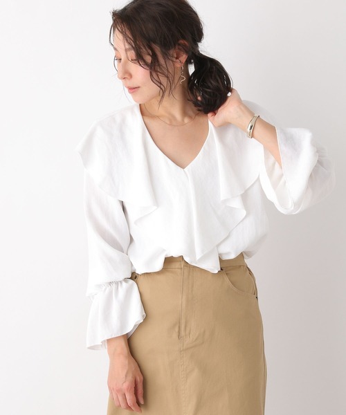 LEPSIM（レプシィム）の「フリルキャンディスリーブブラウス　185909（シャツ/ブラウス・レディース・オフホワイト/ライトブルー/ブラック・FREE）」の4枚目の写真