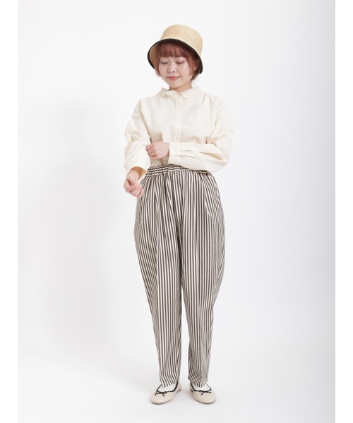 Samansa Mos2（サマンサ モスモス）の「レース襟2WAYシャツ（シャツ/ブラウス・レディース・チャコール/キナリ/オフホワイト/サックスブルー・ﾌﾘ-）」の6枚目の写真