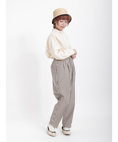 Samansa Mos2（サマンサ モスモス）の「レース襟2WAYシャツ（シャツ/ブラウス・レディース・チャコール/キナリ/オフホワイト/サックスブルー・ﾌﾘ-）」の11枚目の写真