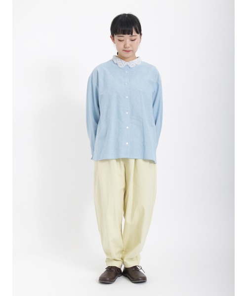 Samansa Mos2（サマンサ モスモス）の「レース襟2WAYシャツ（シャツ/ブラウス・レディース・チャコール/キナリ/オフホワイト/サックスブルー・ﾌﾘ-）」の7枚目の写真