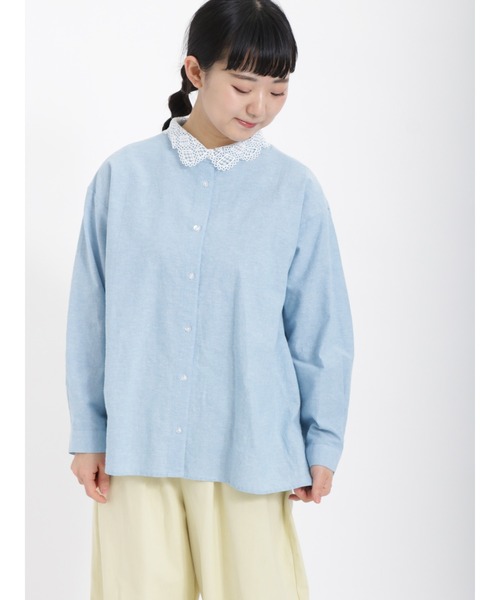 Samansa Mos2（サマンサ モスモス）の「レース襟2WAYシャツ（シャツ/ブラウス・レディース・チャコール/キナリ/オフホワイト/サックスブルー・ﾌﾘ-）」の17枚目の写真